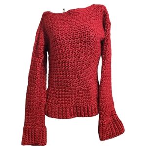 Handknit Red Knit Sweater